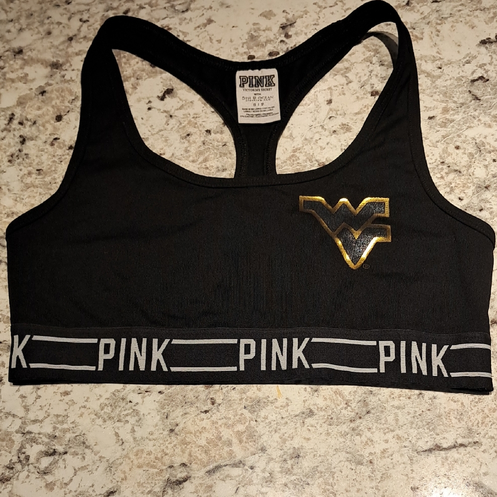 PINK Victoria's Secret Black Sports Bra with Gold Accent